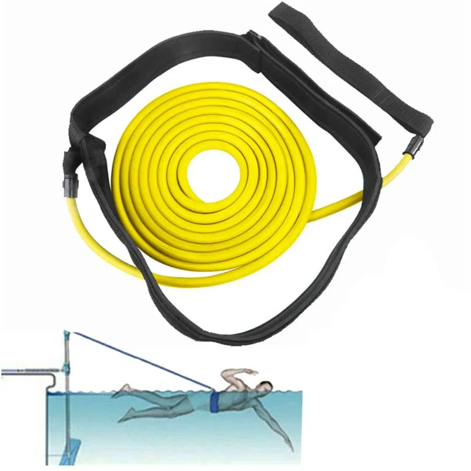 

Swim Training Belts Stationary Swimming Training Leash Tether Static Swimming Harness Bungee Cords Resistance Bands Adult