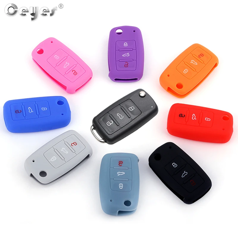 Ceyes Silicone Car Key Cover Case For Volkswagen VW Golf Bora Jetta Polo Passat Skoda Superb Octavia Fabia SEAT Ibiza Leon Shell