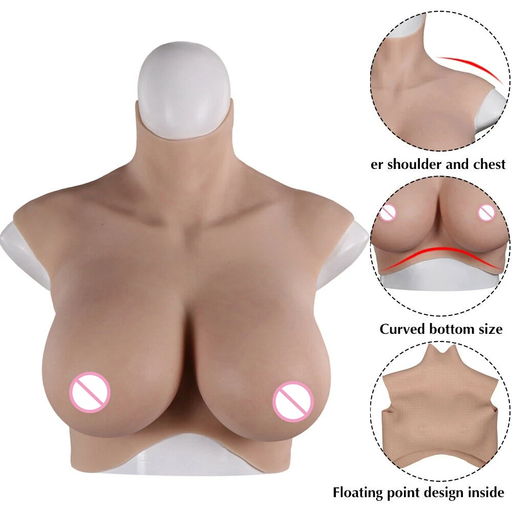 U-Charmmore 7th Generation Crossdresser No Oil Silicone Breast Form Breastplate Fake Tits Cosplay