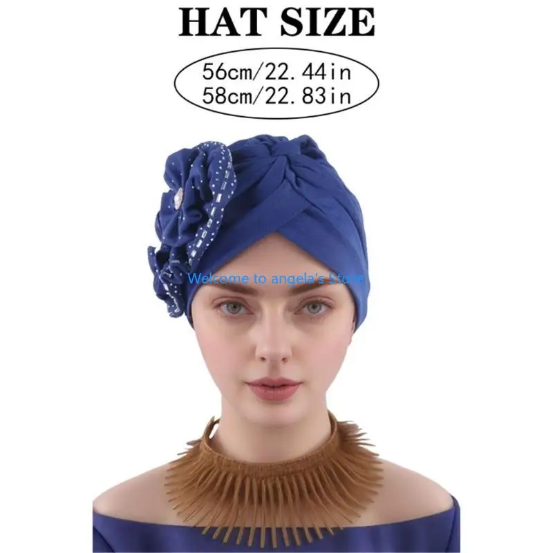 X4YC العصرية زهرة كبيرة الحجاب قبعة يندبروف حماية قبعة الرجال قبعة الدينية