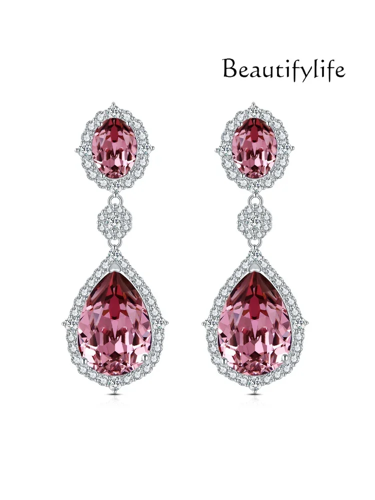 Premium sense amethyst tassel earrings unique light luxury exquisite designer daily