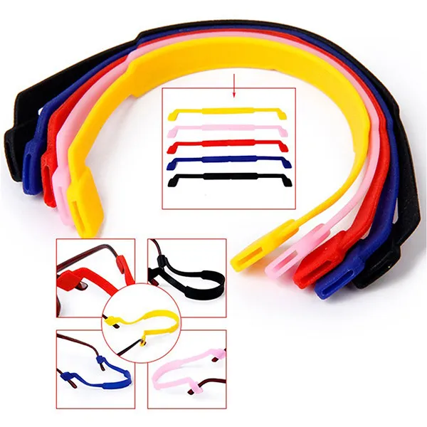 Elastic Silicone Anti-Slip Glasses Strap 5 Colors 22Cm Length Fits Adult Kids Sports Eyewear Headband for Running Cycling