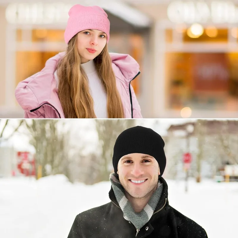 1 قطعة قبعة شتوية دافئة سميكة للرجال والنساء ، قبعة جمجمة متماسكة شتوية سلسة ، قبعة صياد السمك المكبل قبعة ساعة عربة دافئة
