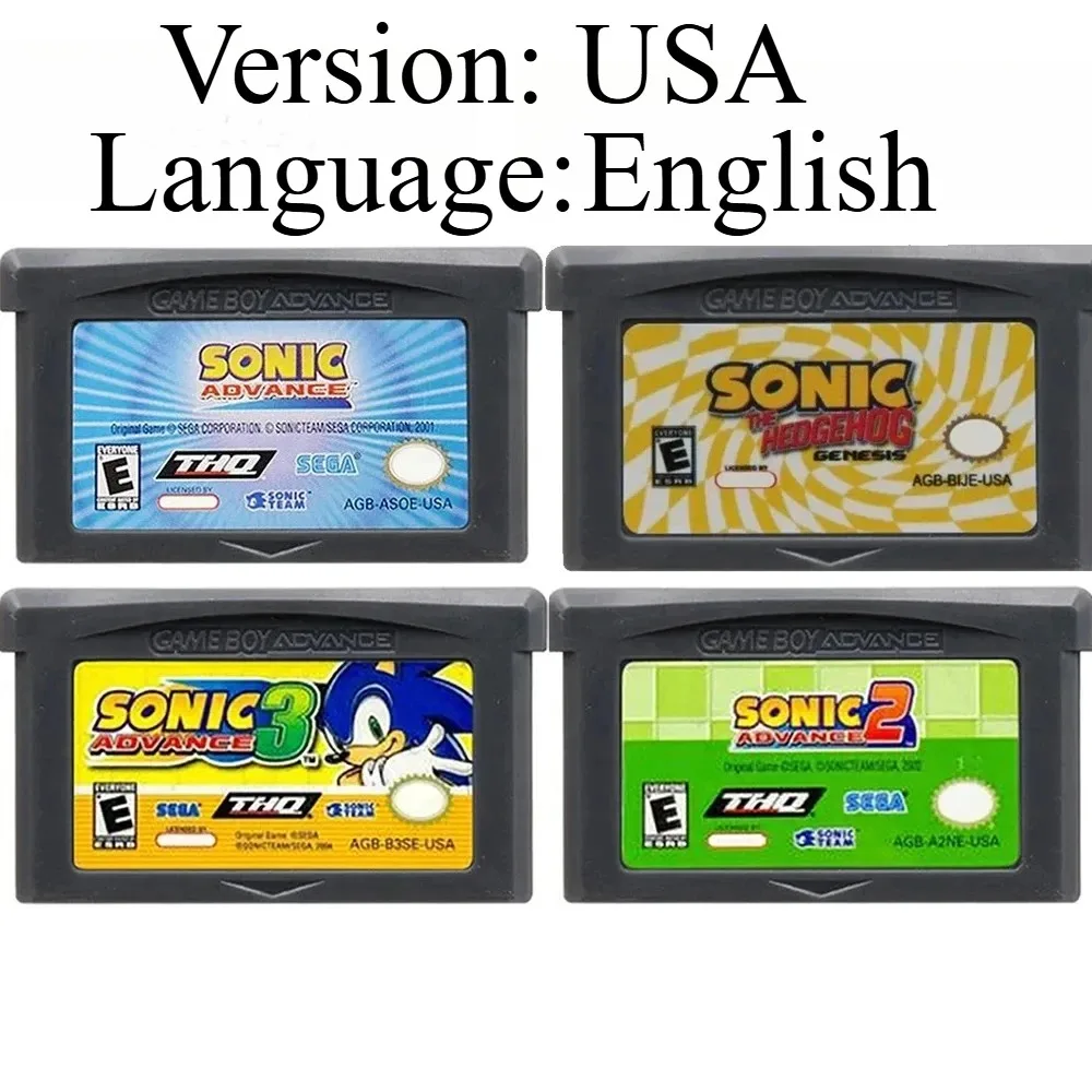 Popular Sonic 3 GBA 32-bit Electronic Game Card Ink Cartridge Best Birthday Gift for Boys Holiday Present