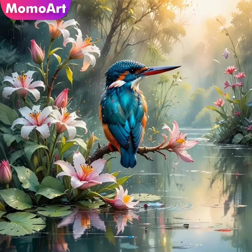 Momoart Diamant-Mosaik Vogel Tier Geeignet für Anfänger Diamantmalerei Blumen-Sets Acryl-Bastelbedarf DIY Heimdekoration