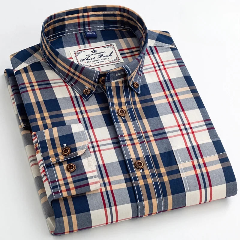 New in shirt hight qulity 100%cotton long-sleeve shirts for men slim fit formal plian shirt casual office plaid designer clothes