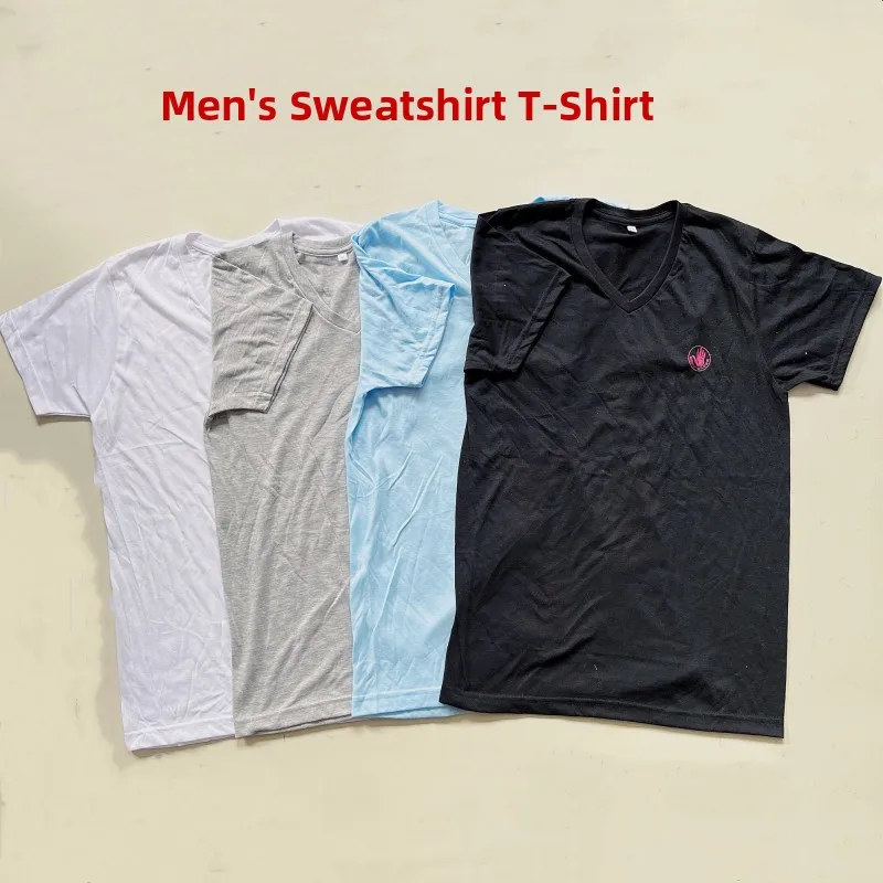 

Men's Cotton V-Ne f Sve T-irt Summer Breathable Sweat Cloth ort Sve round Ne Sweatirt ly Men's irt
