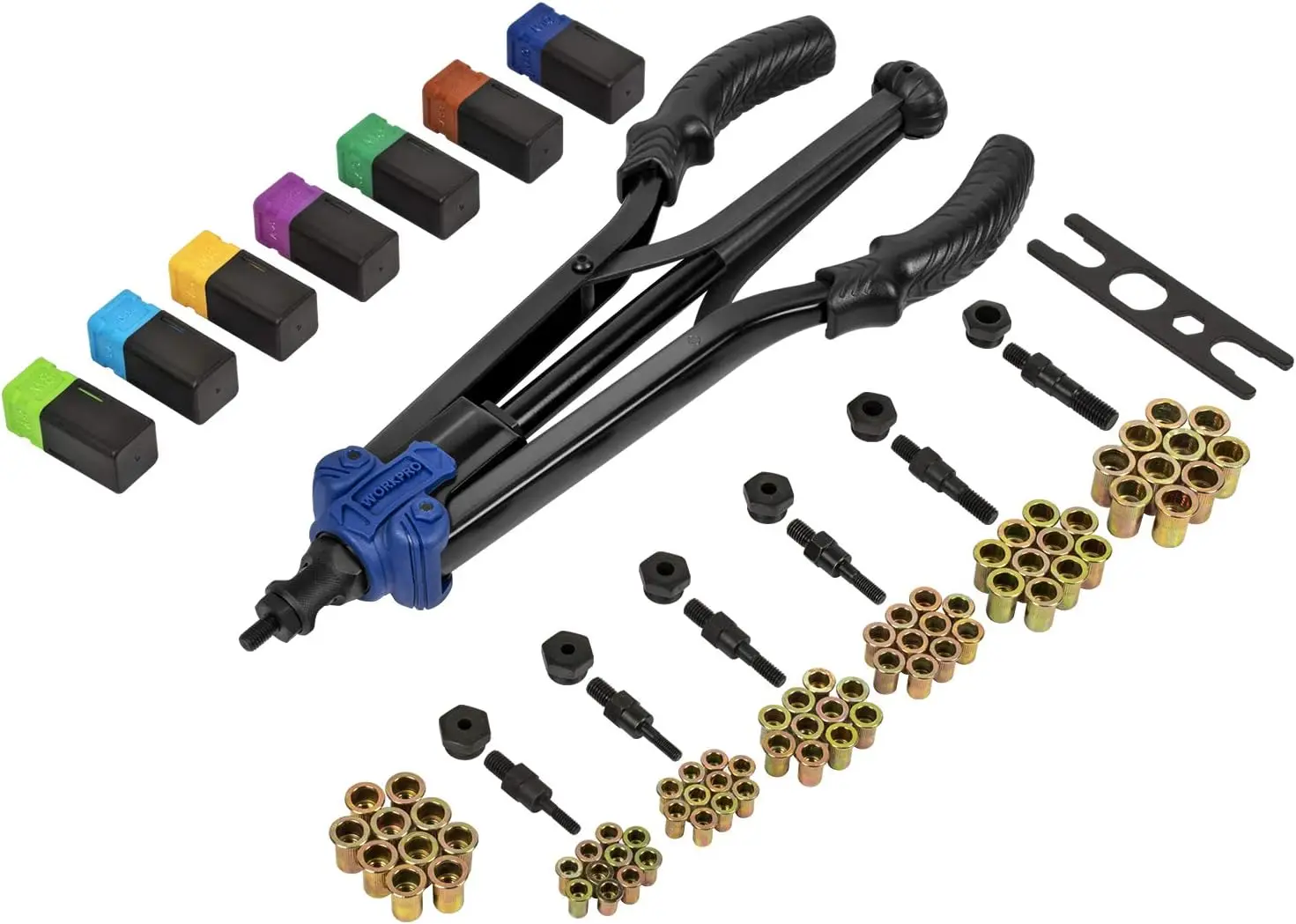 79-Piece Rivet Nut Tool Kit with Metric & SAE Mandrels - High Leverage 15" Riveter for Metal, Wood, Furniture