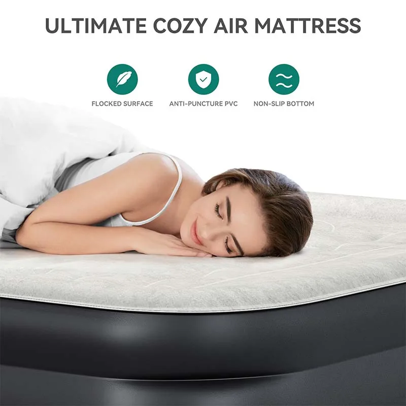 Modern Portable Air Mattress with Integrated Pillow High‑Speed Pump Carry Bag & Repair Tools for Camping Home Travel