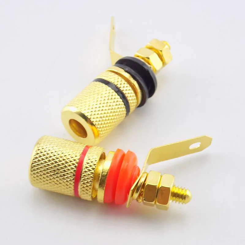 Insulation Sound Terminals 1pair Gold-Plated Banana Plugs Anti-impact Speaker Terminals Banana Jack Socket Q1