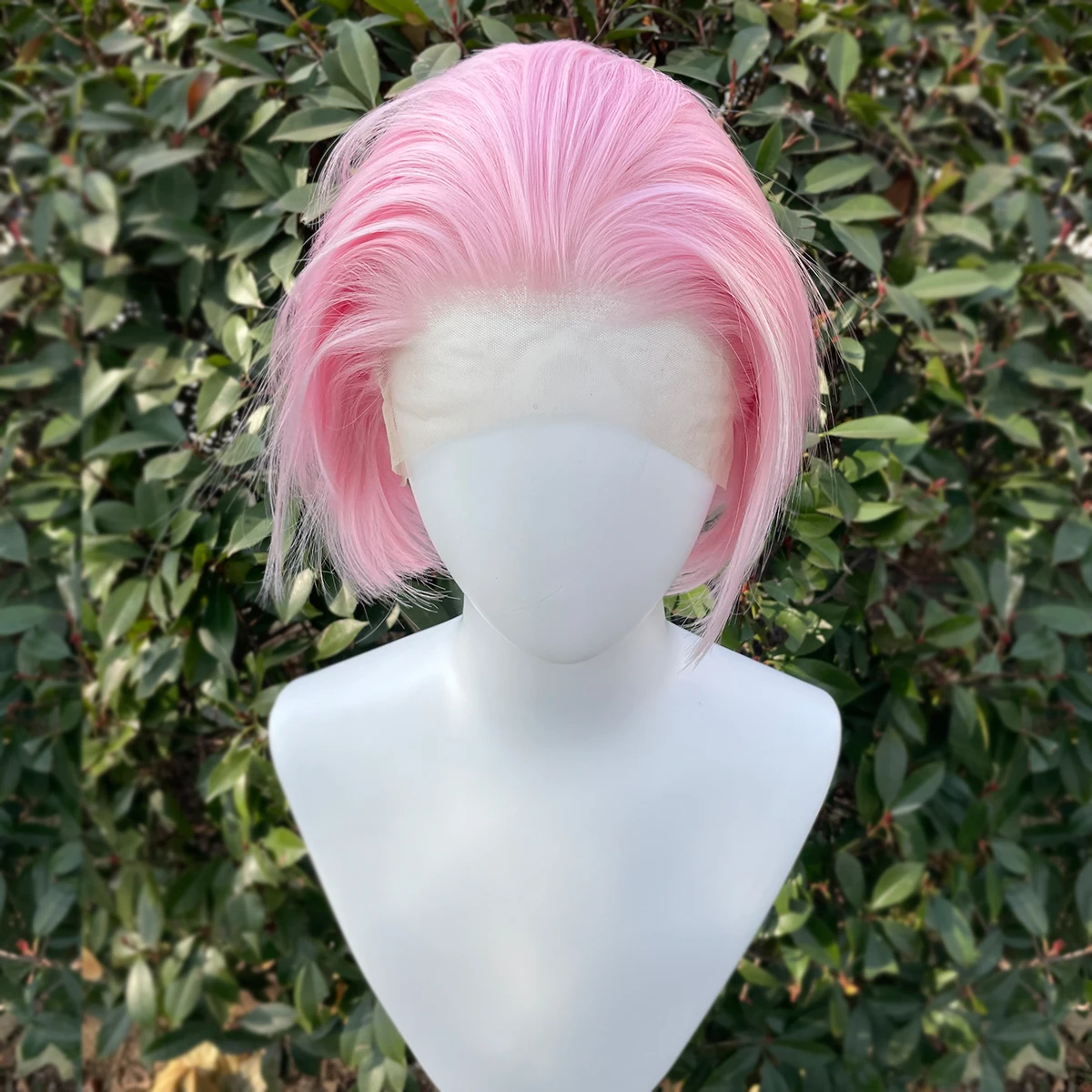 Perruque Lace Front Wig synthétique sans colle, cheveux courts, rose clair, 13x4, coupe Bob, cosplay, pour femmes et hommes, 150%