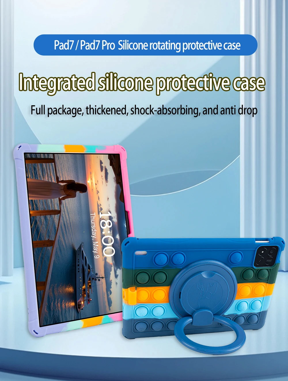 Capa infantil de silicone macio para xiaomi pad 7 pro 2024 11.2 polegadas 360 suporte giratório capa com alça alça de ombro à prova de choque