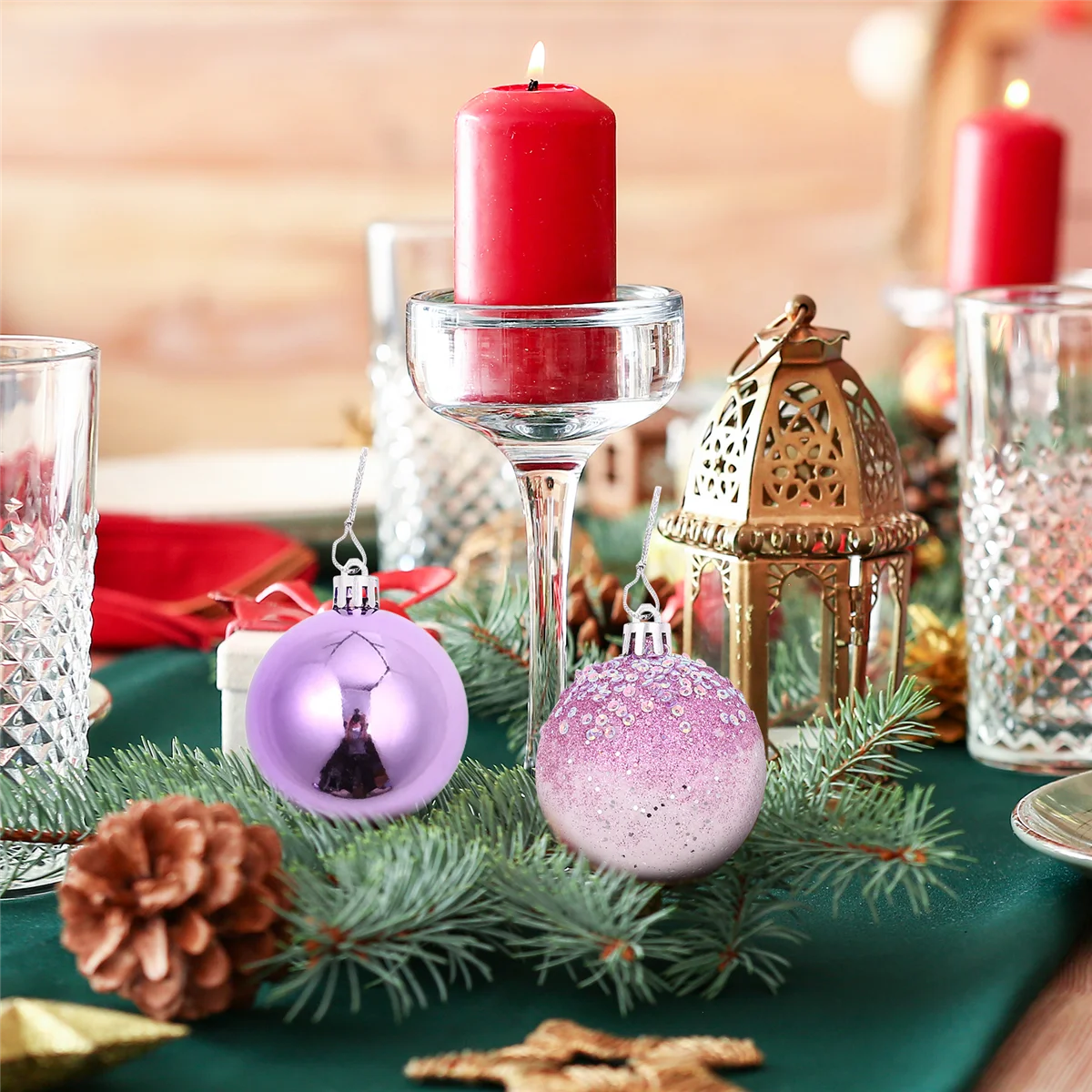 9 PCS Christmas Ball Ornaments xmas Tree Decorations Hanging Balls for Home New Year Party Decor - 2.36inch, Purple SQ