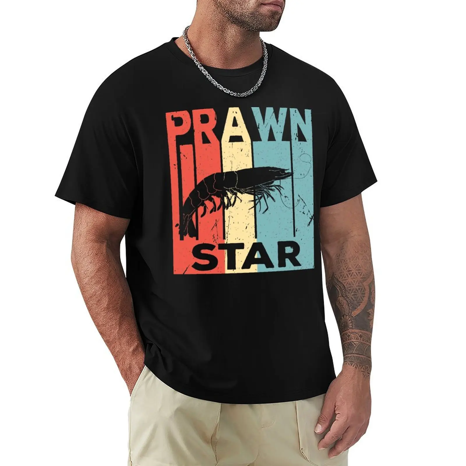 Prawn Star Vintage Retro T-Shirt customs design your own summer tops plain mens tall t shirts