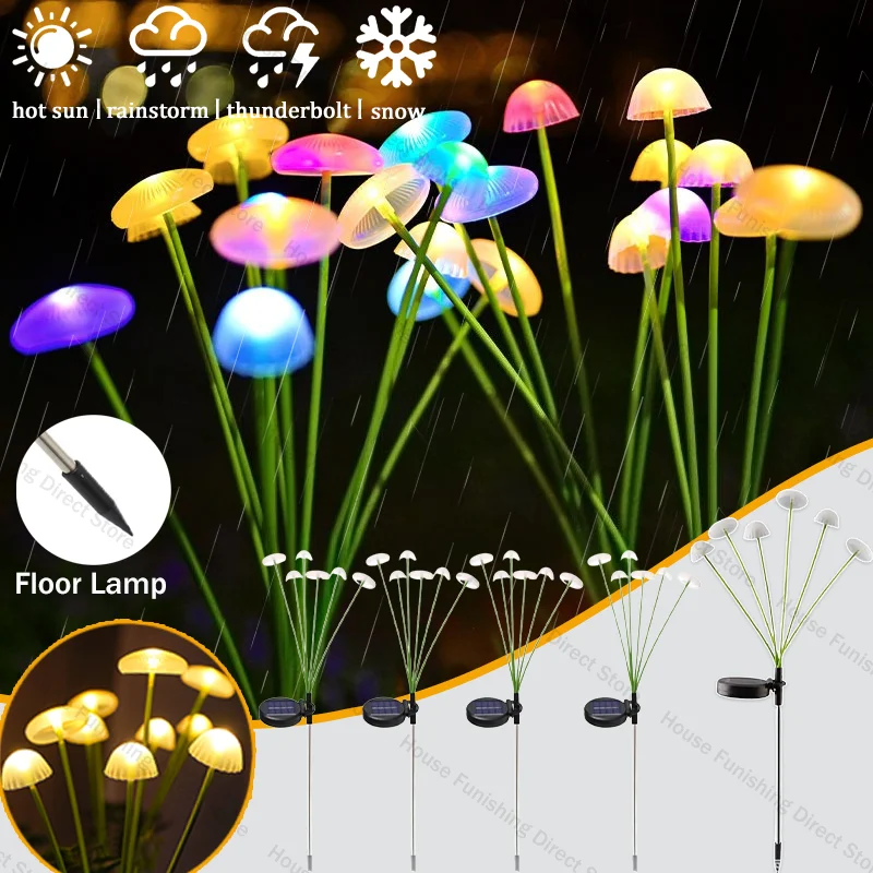 

1-10PCS Solar Powered Six Jellyfish Lights Outdoor Patio Landscape Fiber Optic Mood Lights Outdoor Solar Lights For Garden Decor