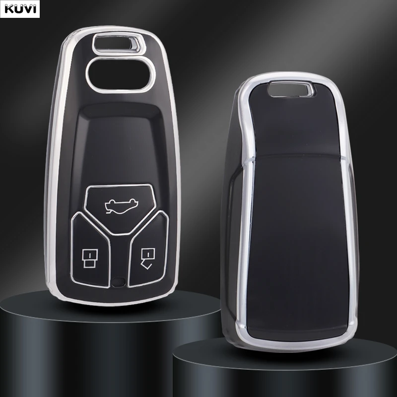 

10 шт./лот, чехол-накладка из ТПУ для автомобильного ключа Audi A4 B9, A5, A6 8S 8W, Q5, Q7 4M, S4, S5, S7, TT, TTS, TFSI, RS, брелок-ключница, бесключевой доступ