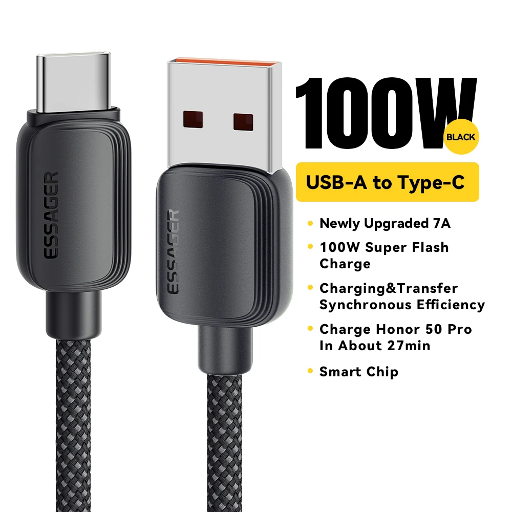 Essager 7A USB Typ C Kabel Für Huawei Honor 100 W/88 W Schnelle Lade Ladegerät USB C Datenkabel Kabel Für Oneplus Samsung Xiaomi 3M