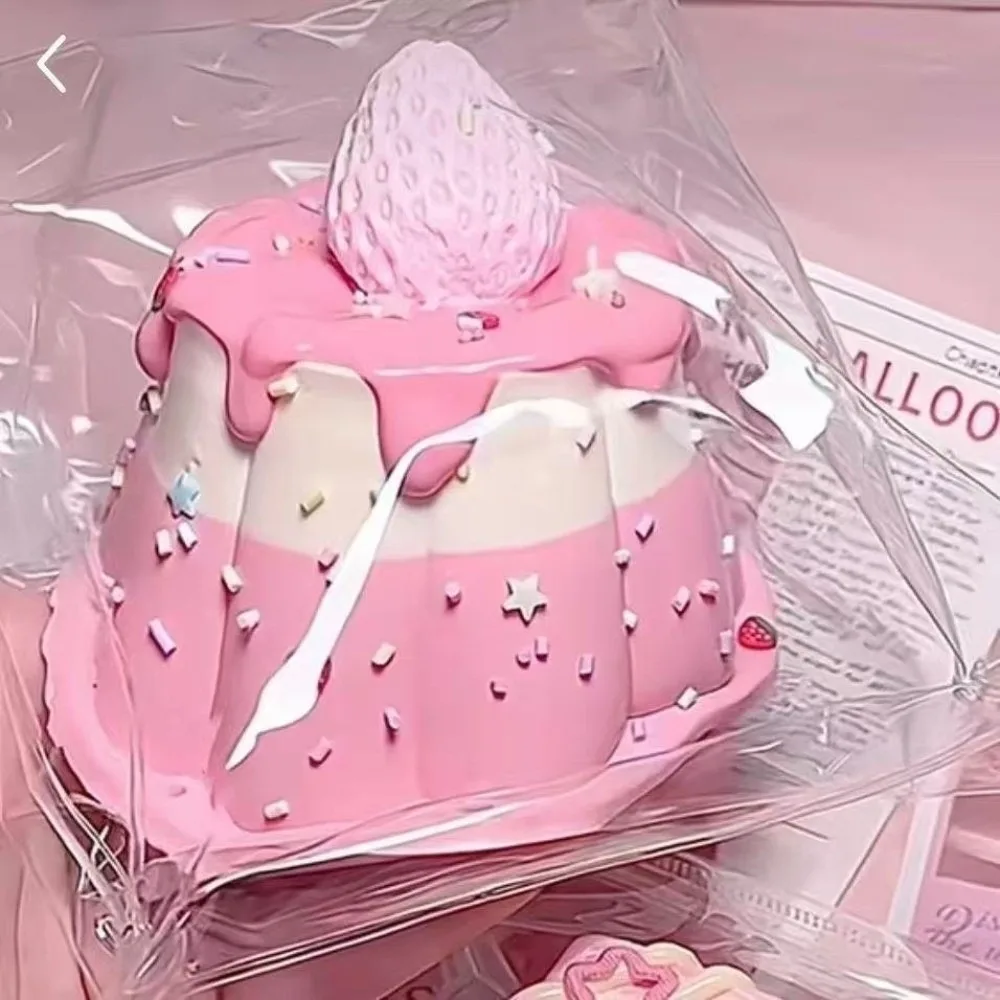 Food Grade Silicone Stress Relief Pudding Shape Slow Rebound Silicone Squeeze Strawberry Design Anxiety Relie