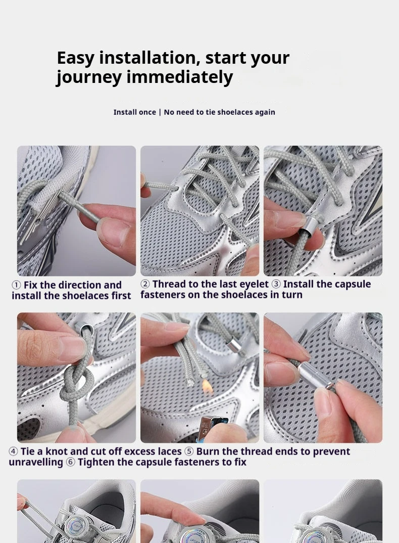 1 Paar Schnürsenkel ohne Schnürsenkel für Tennisschuhe, dickes Seil mit einfacher Drehverschluss-Schnalle, einfaches Schnürsystem, Schuhzubehör. – Detail 10