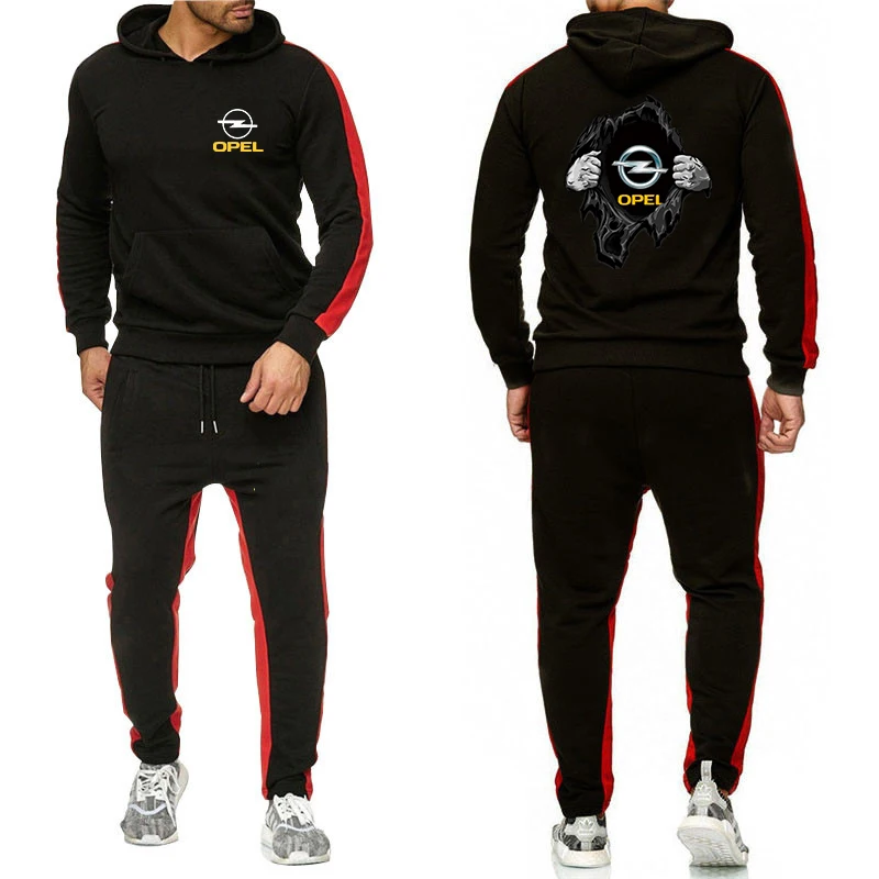 2024 opel neuer Druck einfarbig bequem lässig Herbst Männer Hoodies Hosen zweiteiligen Trainings anzug trend ige Sportswear Set