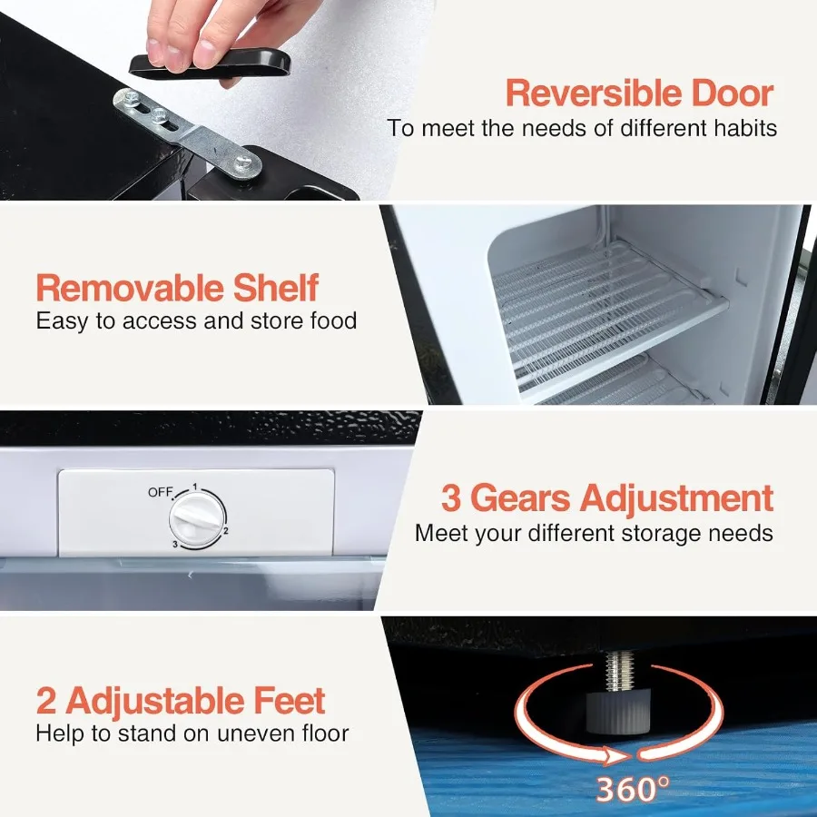 Upright Freezer with Reversible Single Door 3.5 Cubic Feet Stainless Steel Compact Freezer in Silver Featuring Adjustable Therm