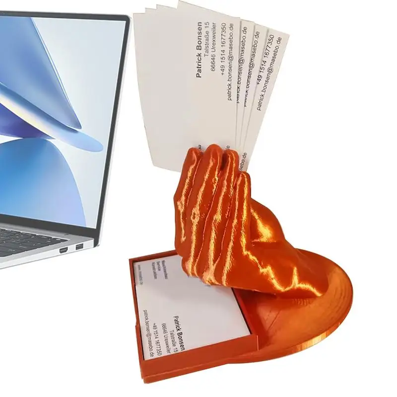 Business Card Display Unique Hand Business Card Holder Stand Modern ID Name Organizer Desktop Statue Office Table Decor For Desk