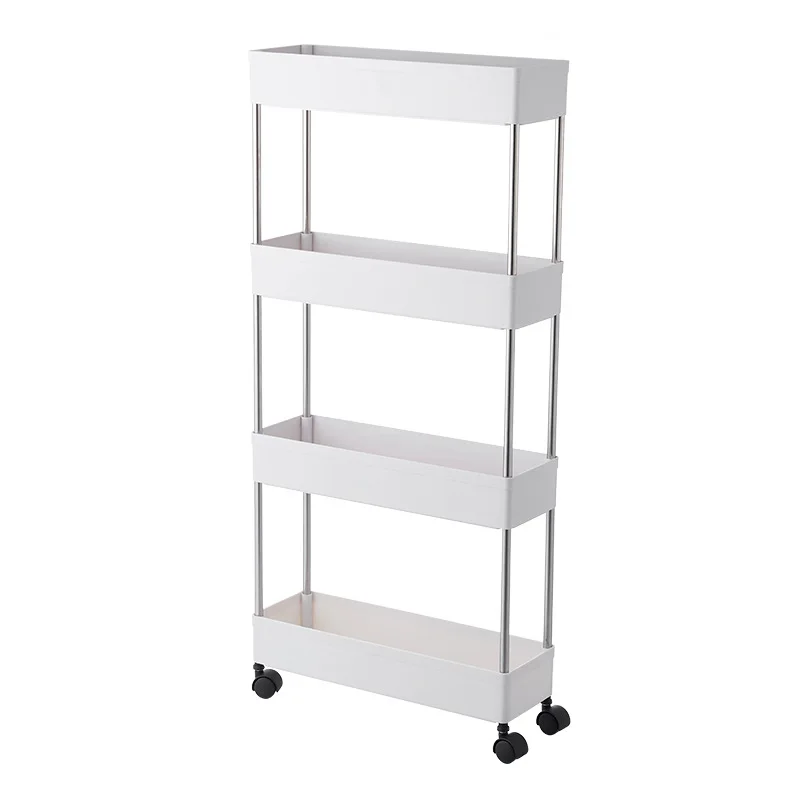 1szt 3/4 Tier Rolling Utility Cart Storage Shelf Movable Gap Storage Rack Kitchen Bathroom Slim Slide Organizer Shelf Livingroom