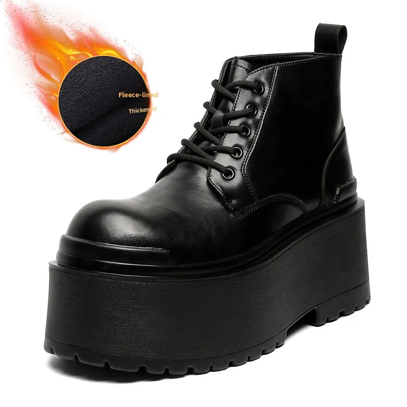 Unique New Style Niche Platform Sole Height Increase 10CM Thick Sole Men's Big Toe Short Boots