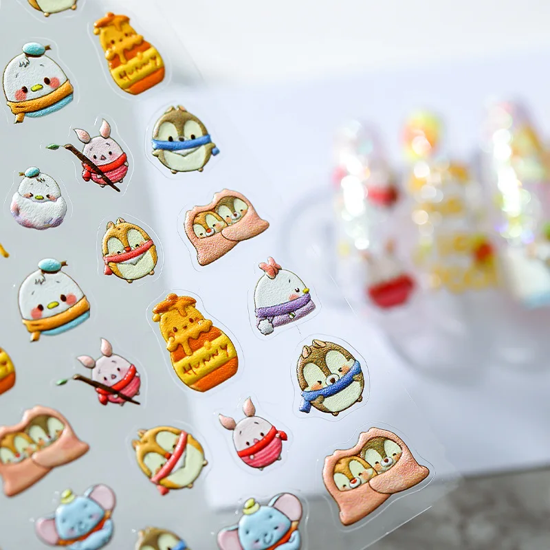 Disney Cartoon Winnie the Pooh 5D Nail Stickers Nail Decoration Lilo & Stitch Mickey Mouse Nail Art Stickers Nail Accessories