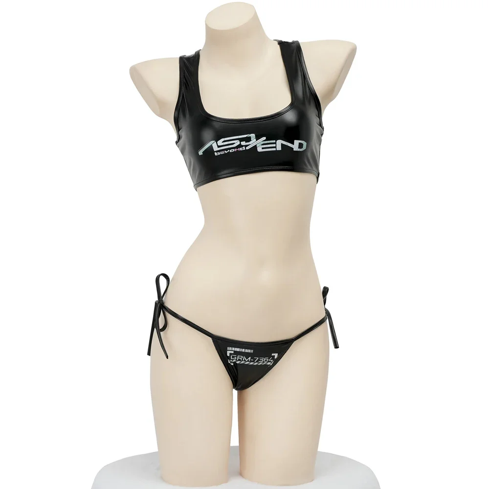 해변 전기 음악 축제 소녀 비키니 세트 여성 애니메이션 게임 펑크 사이버 가죽 유니폼 세트 의상 코스프레