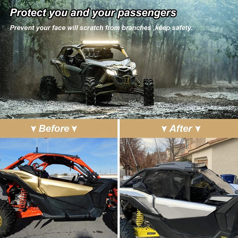 Left & Right Side Mesh Window Nets Window Shade Shield Net Cover Door Scratch Prevention Protection for UTV Can-Am Maverick X3