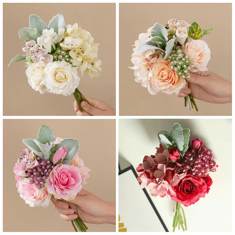

Imitation Flower Artificial Flower Home Decoration Cloth Art Jasmine Fruit Bouquet Wedding Bride Holding Flower Ball Ins Style