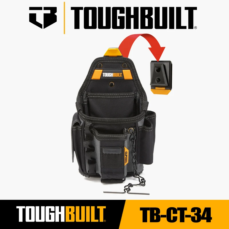 TOUGHBUILT TB-CT-34 Electrician Pouch Adjustable 13 Pockets With Rugged 6-Layer Construction Storage Toolkit Toughbuilt Pouch