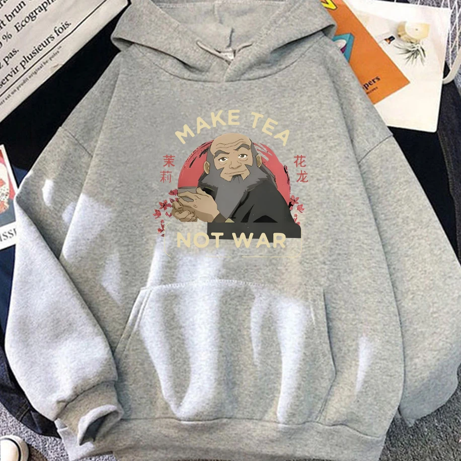 الصورة الرمزية آخر Airbender الرجال هوديس Iroh جعل الشاي لا الحرب أعلى طويلة الأكمام المتضخم هوديس أزياء عارضة الرجال النساء الملابس
