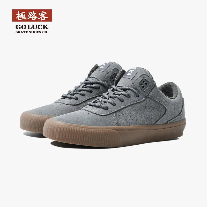 Joiints gray skateboard Lace-up Suede shock  Professional Casual Street Wear for men women  Gray stripes&gray two-tone shoelace