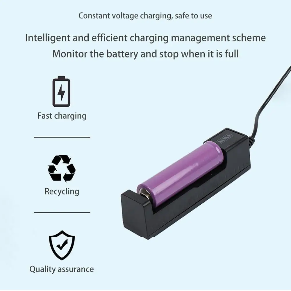 Universal 18650 Battery Charger USB Smart Single Slot 26650 14500 16340 3.7V 4.2V Li-ion Flashlight Vape RC Toy Power Charger view 3