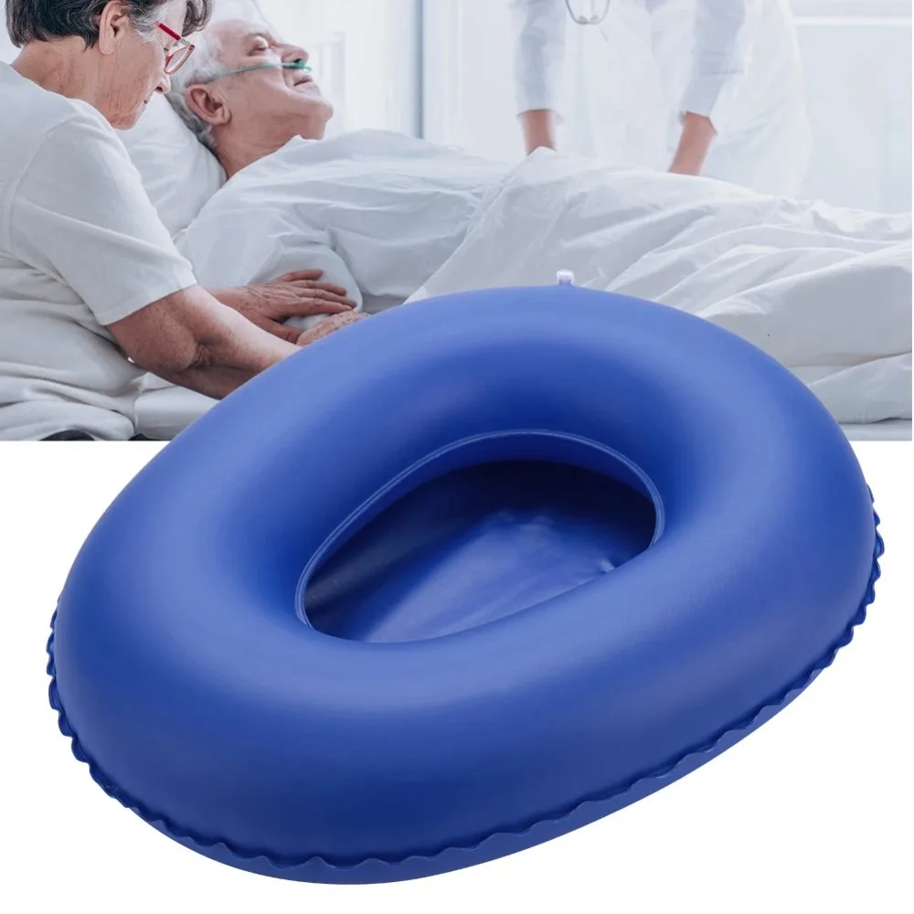 

Professioanl Air Inflation Blue Bedpan Cushion Men Women Portative Chair Potty