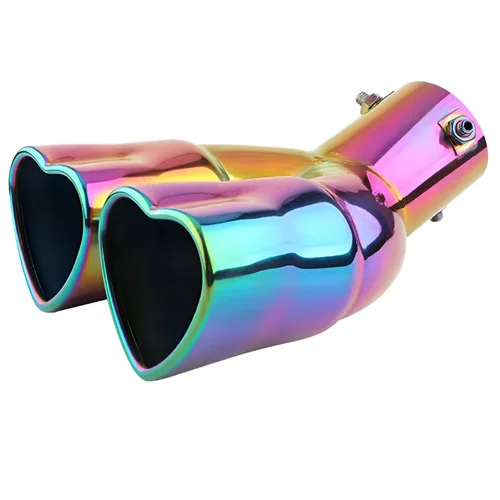 Imagen 2 del producto Silenciador de tubo de escape de coche en forma de corazón, silenciador embellecedor de escape de tubo de escape Universal para modificación y decoración de escape