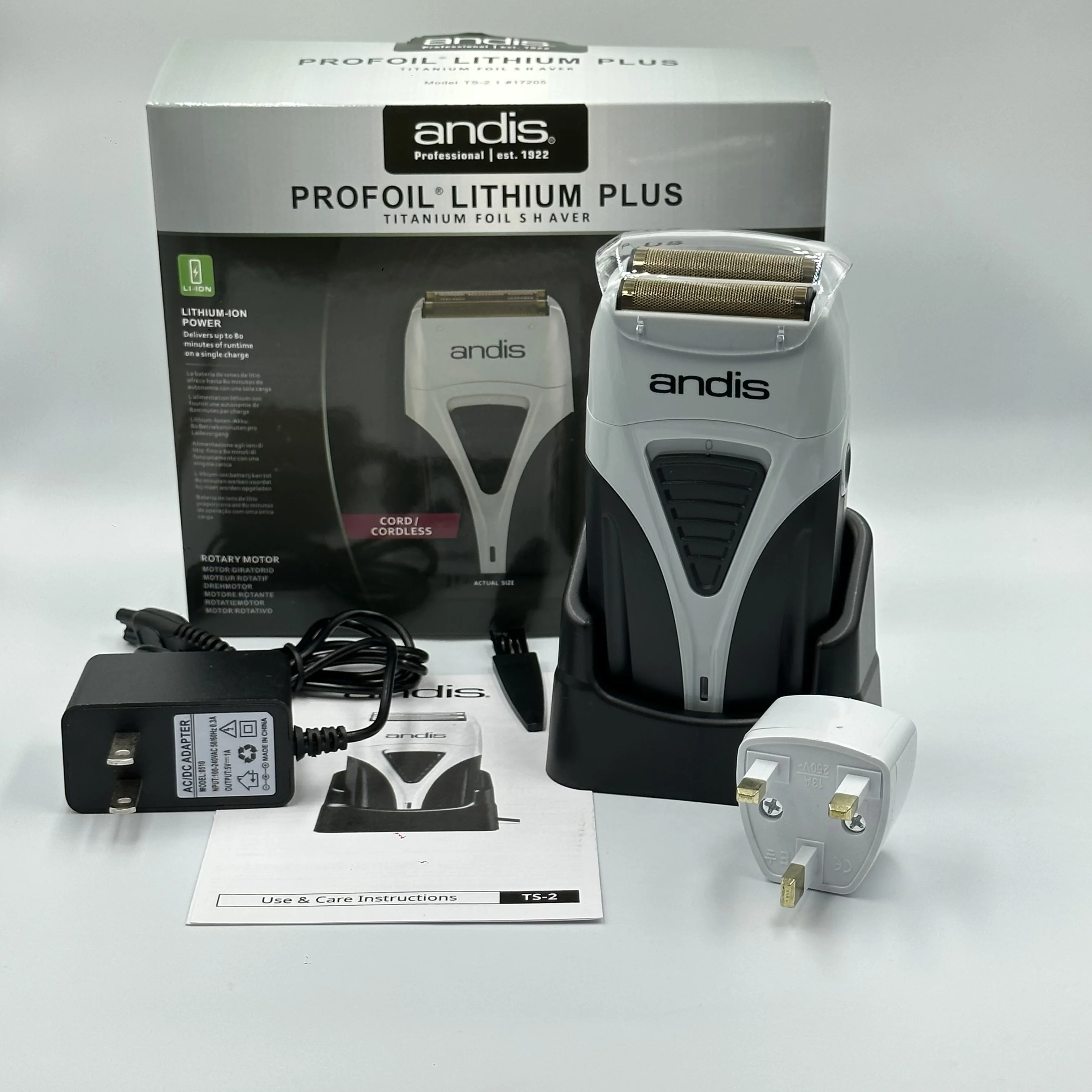 Andis-Afeitadora eléctrica Profoil Lithium Plus para hombre, máquina de afeitar Original con lámina de titanio, para limpieza de cabello de barbero, 17205