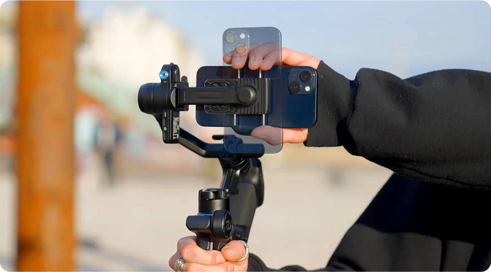 FeiyuTech SCORP Mini 3 Gimbal-Stabilisator für Smartphone, integriertes AI-Tracking-Modul, Lüfter, 2 kg Nutzlast mit integriertem Griff – Detail 9