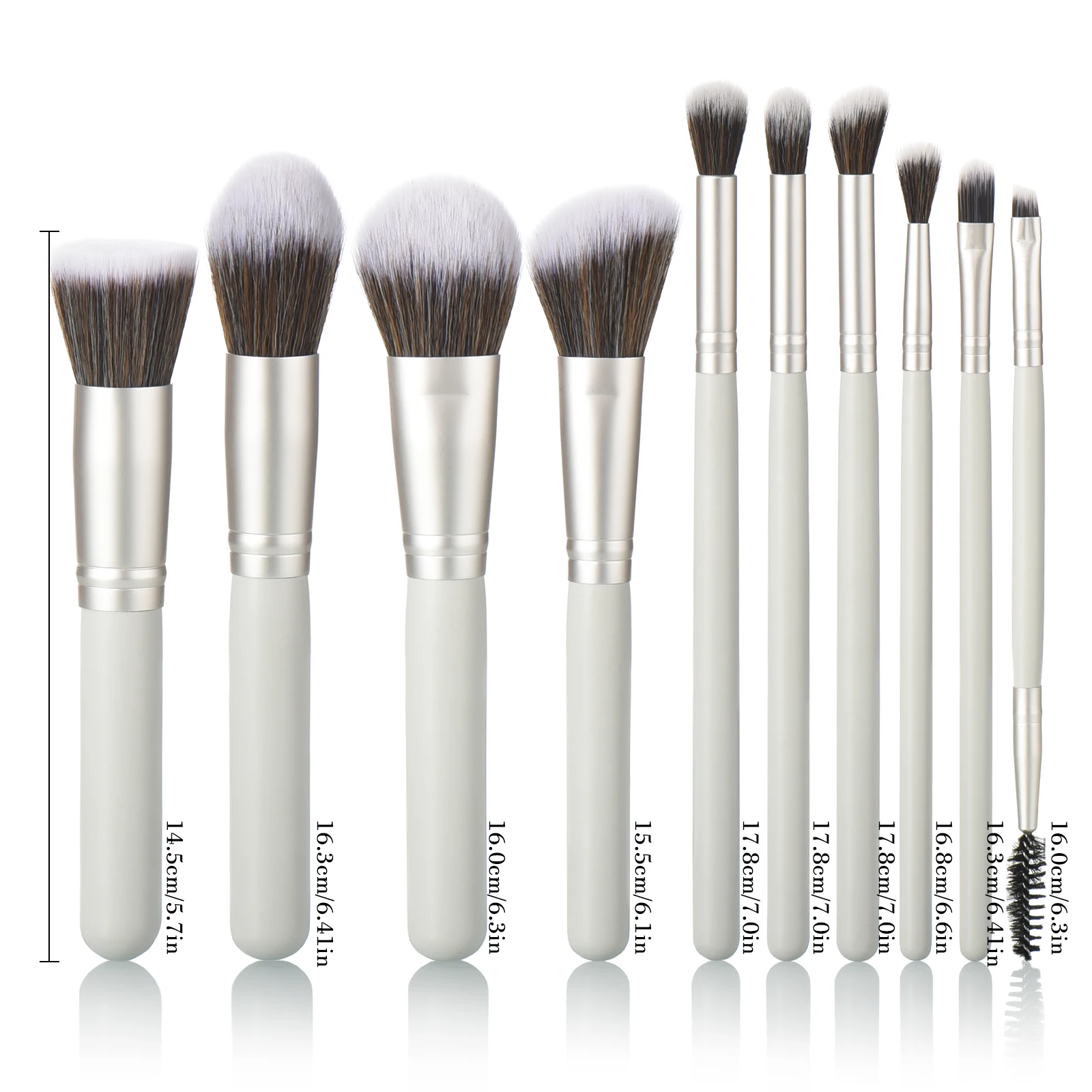 木製ハンドル付きメイクアップブラシセット,合成ベースブラシ,アイシャドウブラシ,メイクアップスポンジ,パウダーパフツール,品質,10個