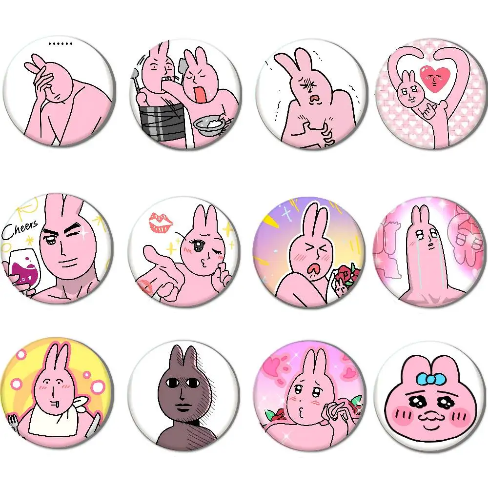 

Funny Cute Pink Bunny Badges Button PinsBrooch Creative Funny Quotes Badge Clothes Backpack Jewelry Gift For Kids Friends