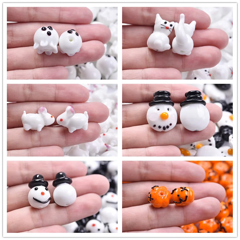 

6pcs Halloween Pumpkin Snowman Jellyfish Pendant 3D Personalized Fashion Men Women Party Diy Necklace Pendant Accessories Gift