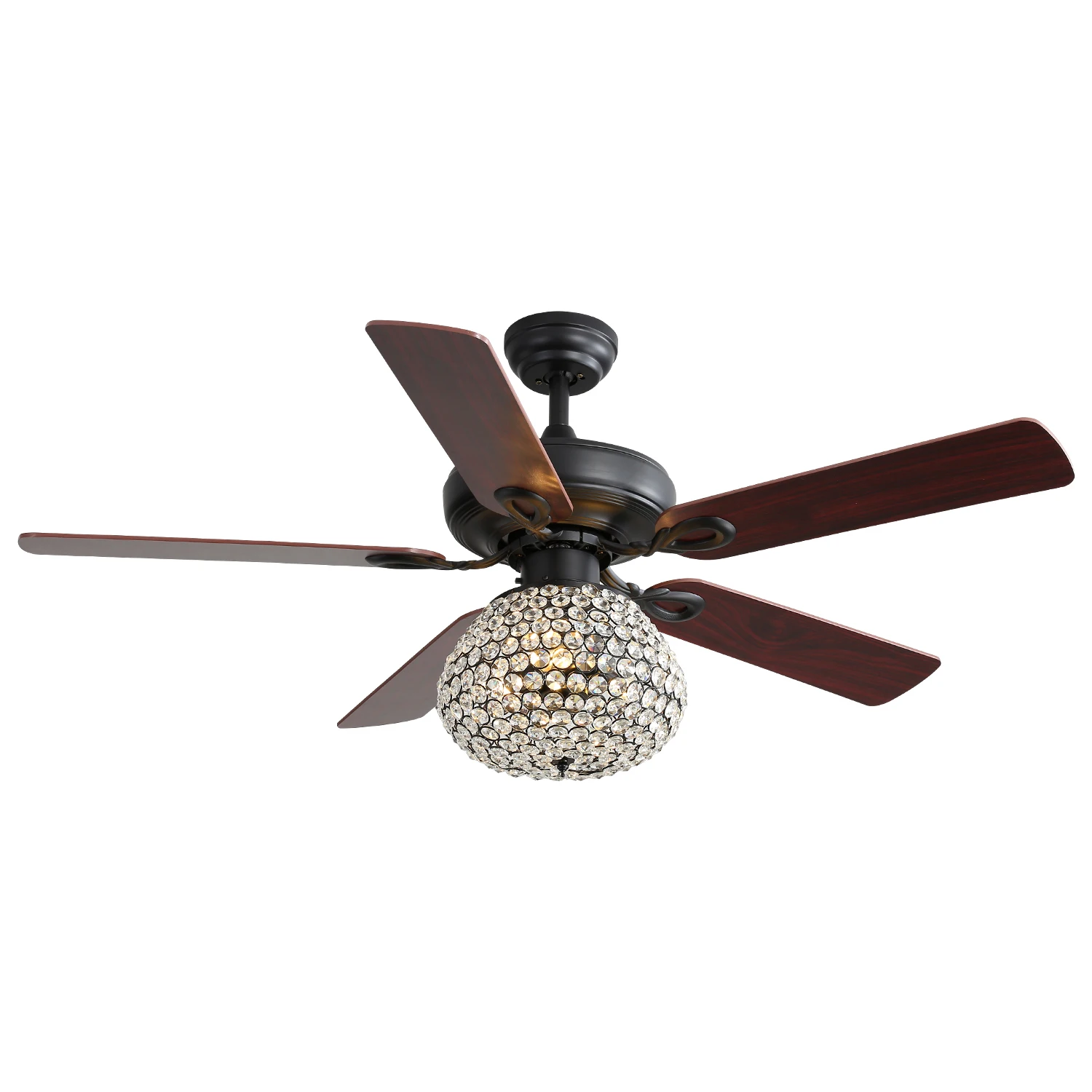 Crystal Ceiling Fan 52 Inch - 3 Speed Wind, Remote Control, Reversible AC Motor