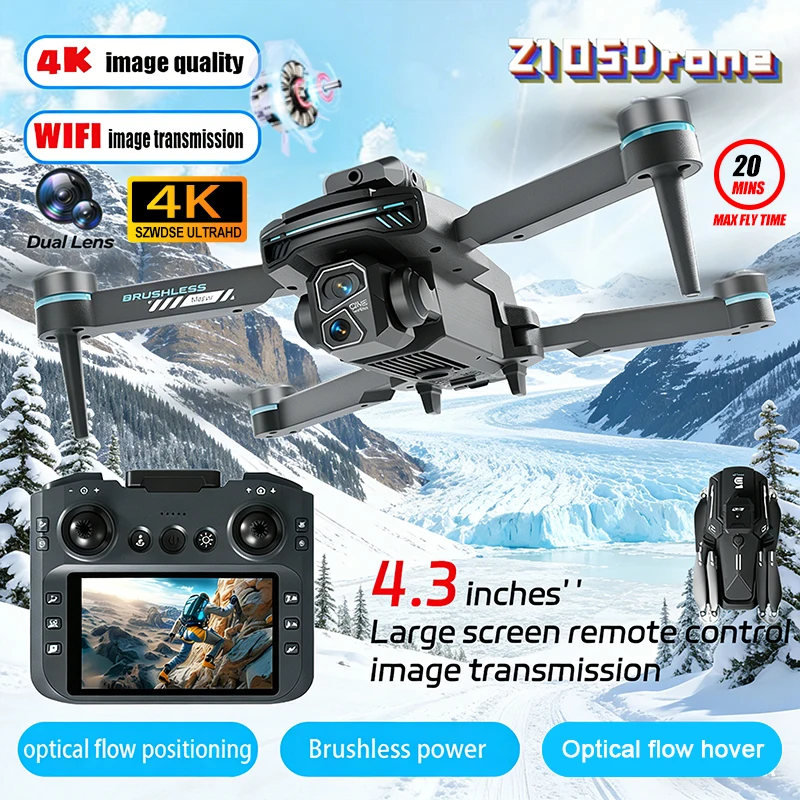 

New Z105 Drone 4K Professional HD Dual Camera optical flow positioning Photography Brushless Foldable Large Screen RC Quadcopter