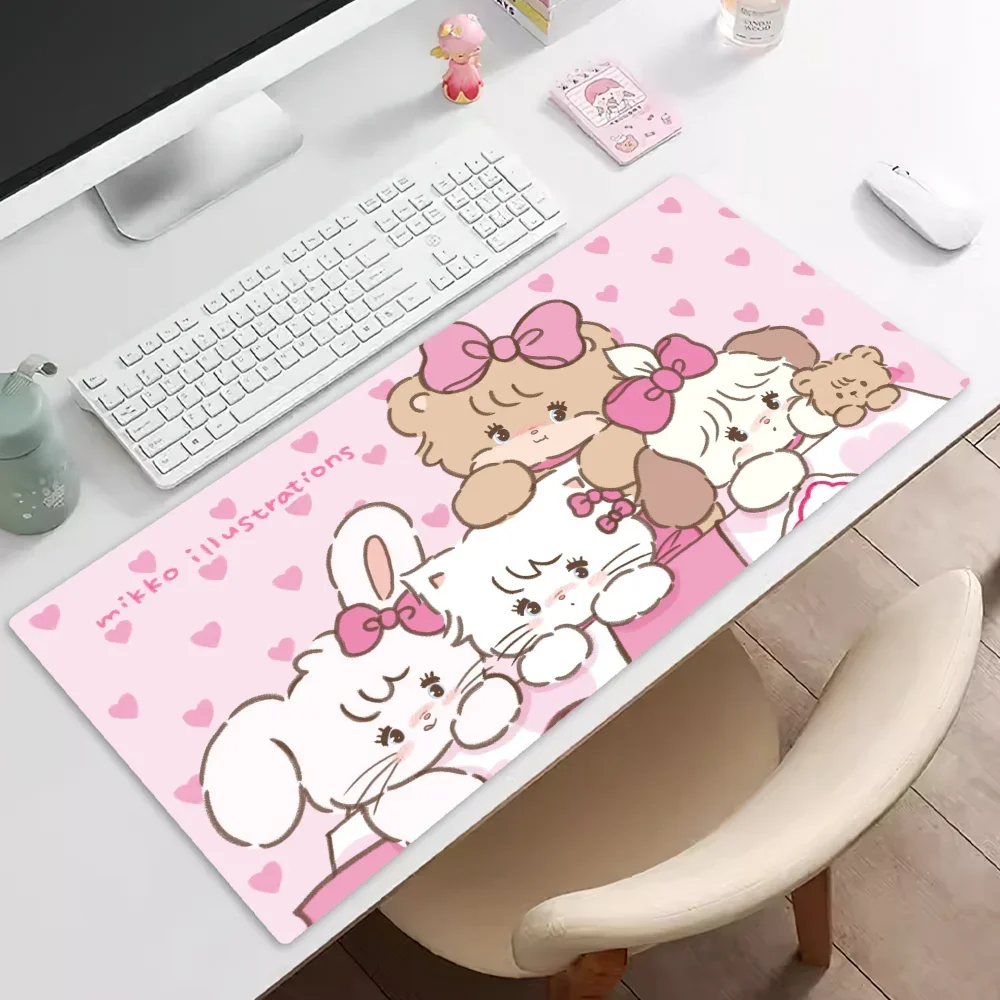 Mikko Illustrations Cute Mousepad Pad Rubber Table Mat Extended Gaming Lock Edge Keyboard Mat