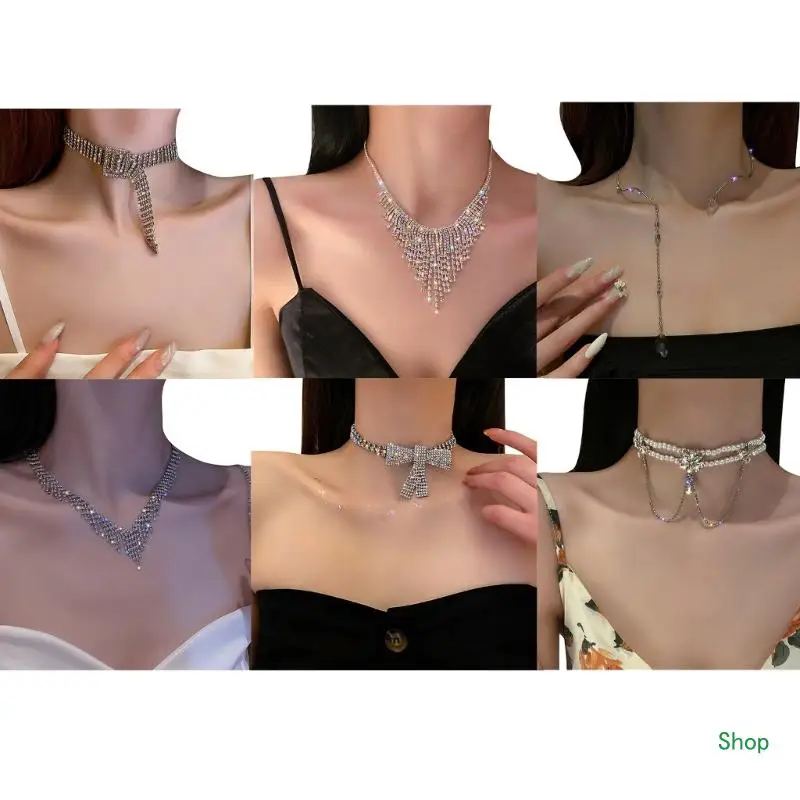 Dropship Luxury Bows Choker Choker Necklace Pearl Choker Women Crystal Choker