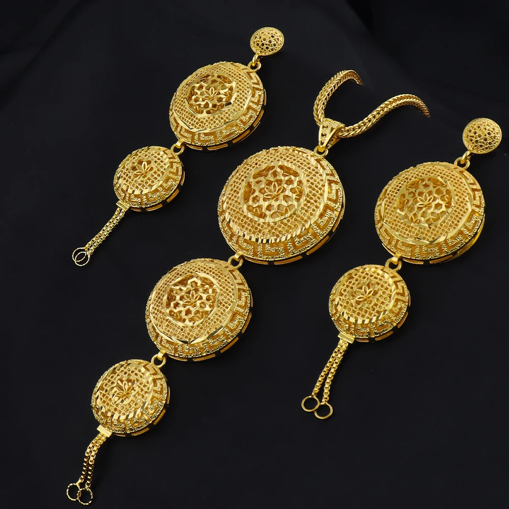 

Luxurious high-quality gold-plated unique style jewelry set, suitable for women brides' Dubai clothing, stainless steel necklace