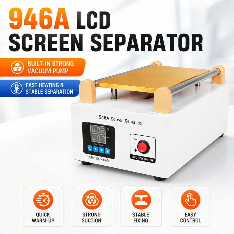 946A Plastic Shell Screen Separator with Strong Vacuum Pump Portable LCD Touch Screen Disassembly Repair Machine