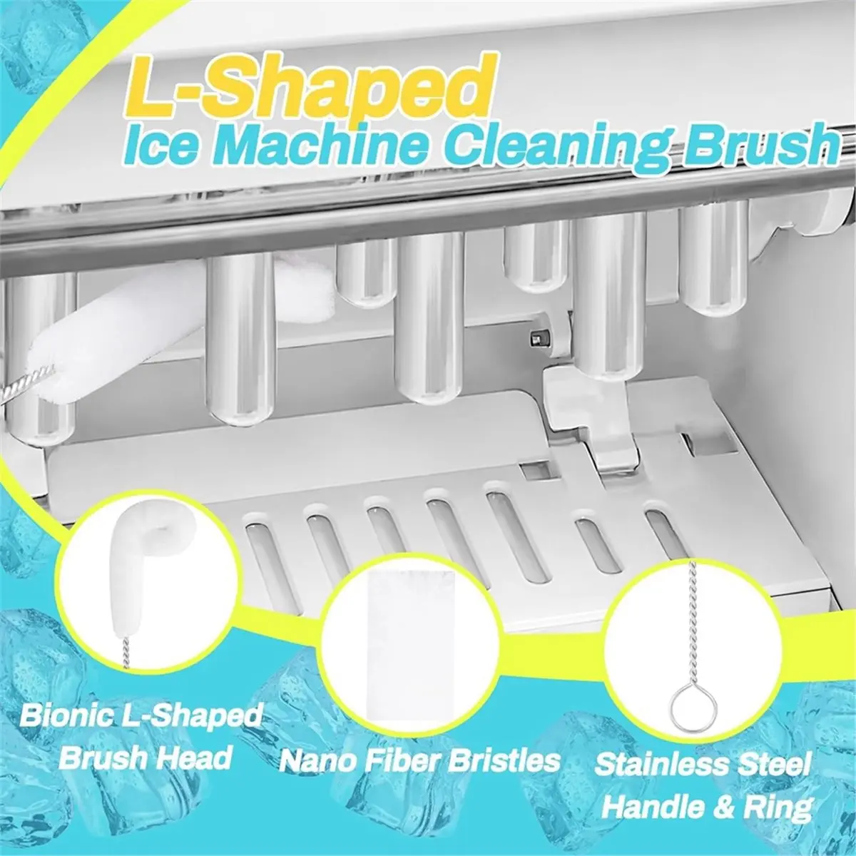 STOCK-Multi-Functional Cleaning Brush Set, Ice Maker Crevice Cleaning Brush 14-Piece Countertop Ice Maker Cleaning Tool Set